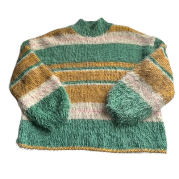 Kimchi Blue UO Fuzzy Striped Mock Neck Oversized Sweater Size XS - Picture 5 of 13